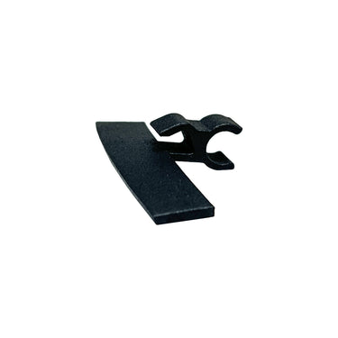 A black Trac-Com Ear Bud Connector Helmet Clip designed for attaching to the side of a helmet.